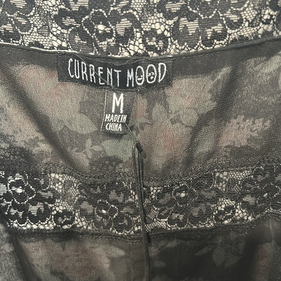 Rare Current Mood Dolls Kill Black Floral Lace Chiffon Mini Slip Dress medium - Picture 3 of 6
